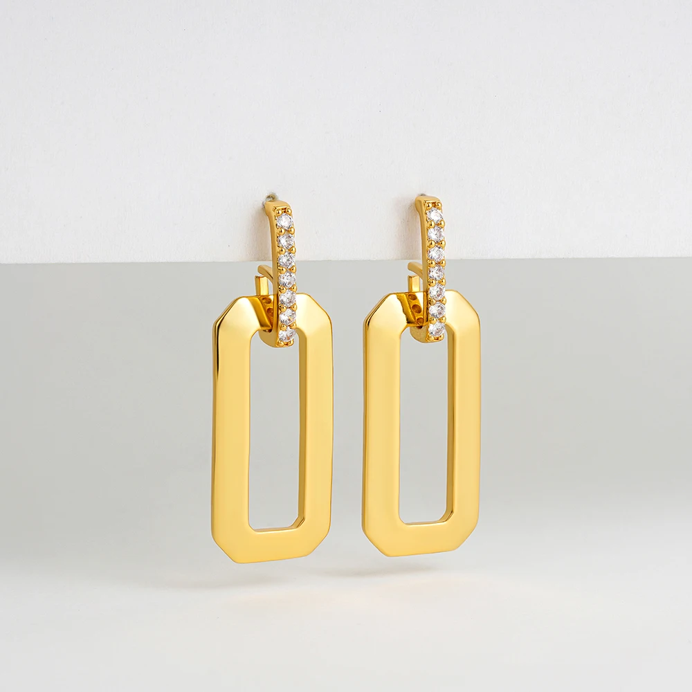 Женские прямоугольные серьги-подвески длинные серьги с геометрическим узором