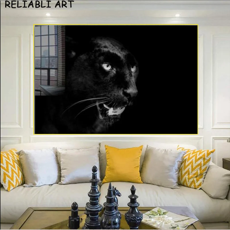 Модная животная крутая властная Черная пантера настенная Картина на холсте