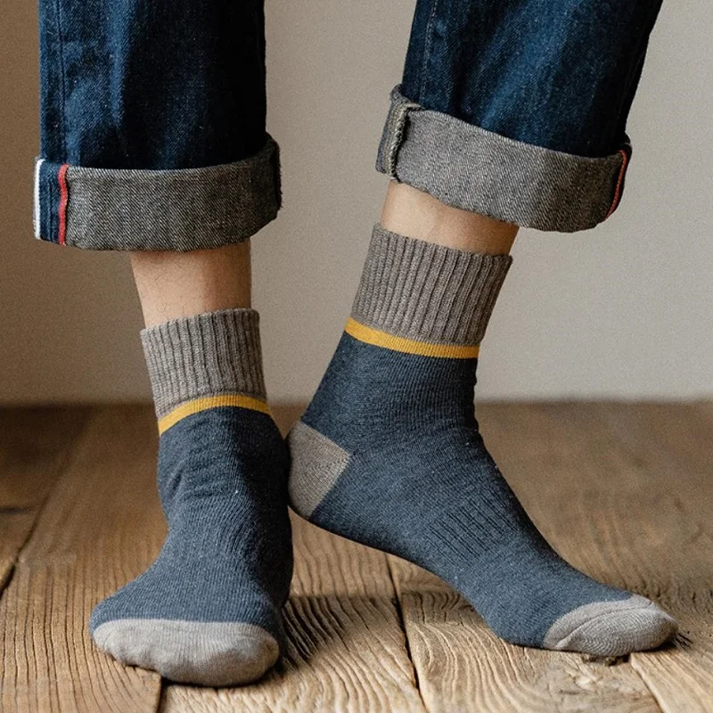 5 Pair Men Ankle Socks Breathable Combed Cotton Retro Short Casual Socks Absorb Sweat Business Comfortable Sport Travel Socks