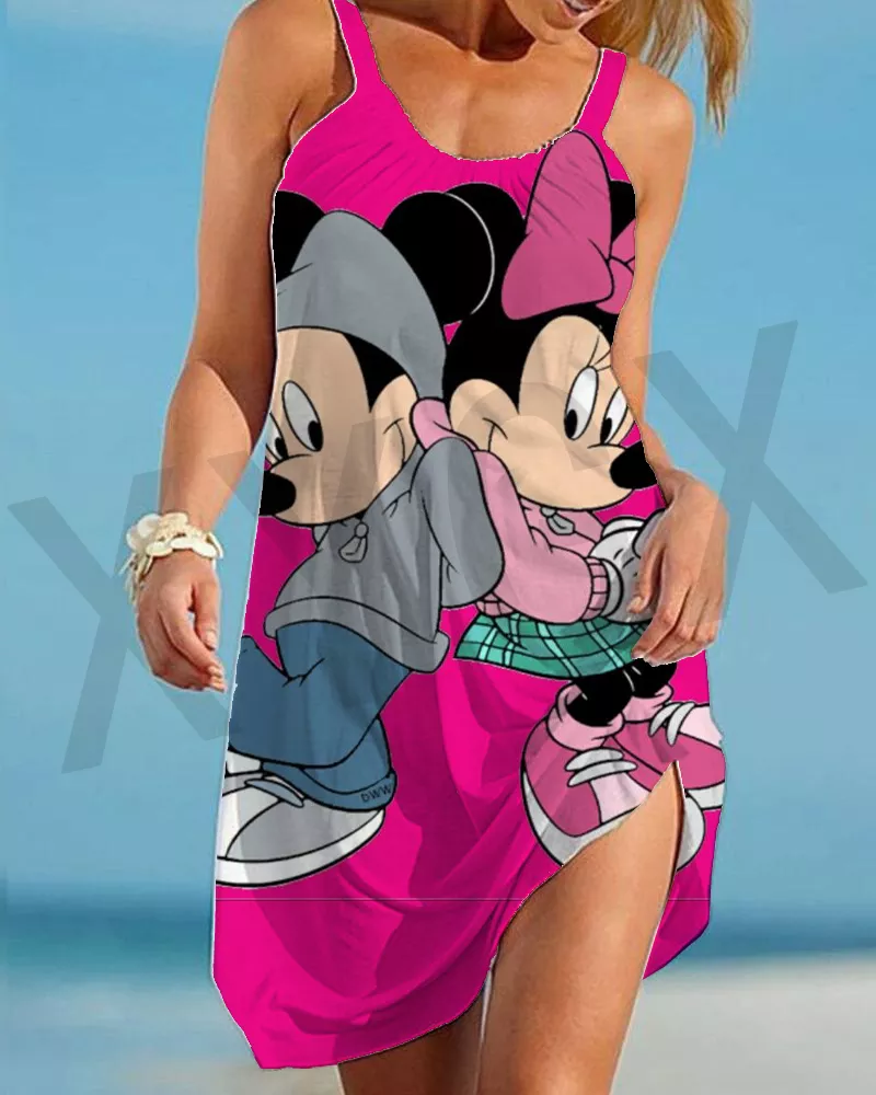 Vestidos Elegantes de Minnie Mouse para mujer, Vestido de playa de Disney, vestido de Mickey, Top de moda estampado, informal, suelto de gran tamaño Dyr 2022