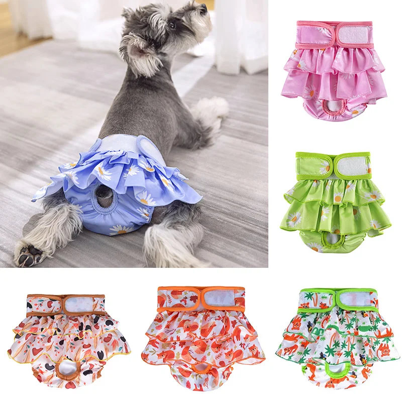 Pet Dog Shorts Sanitary Physiological Pants Washable Cotton Cupcake Dress Pet Briefs Diapers Female Dog Menstruation Panties