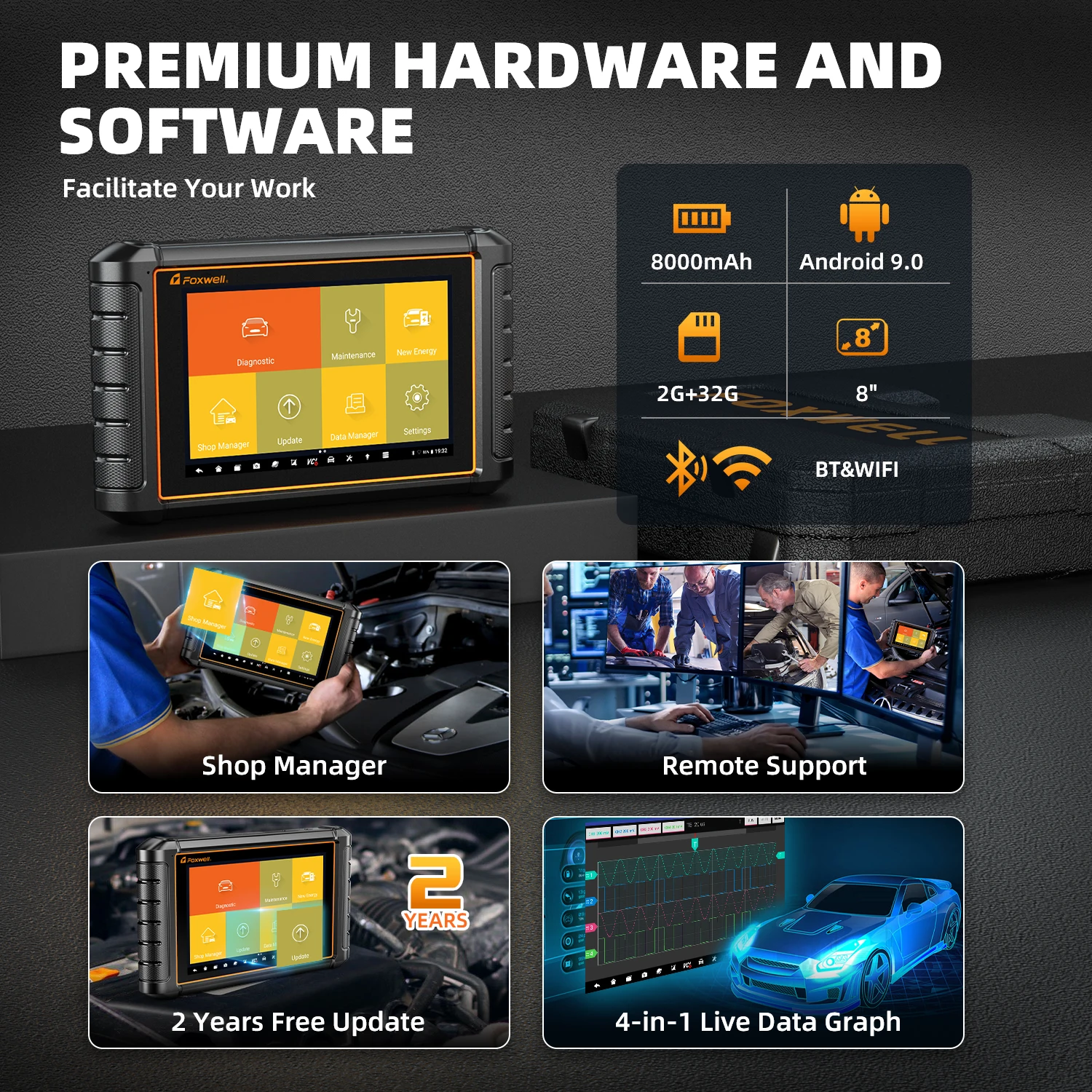 Автомобильный сканер FOXWELL NT909 OBD2 двунаправленный диагностический прибор для