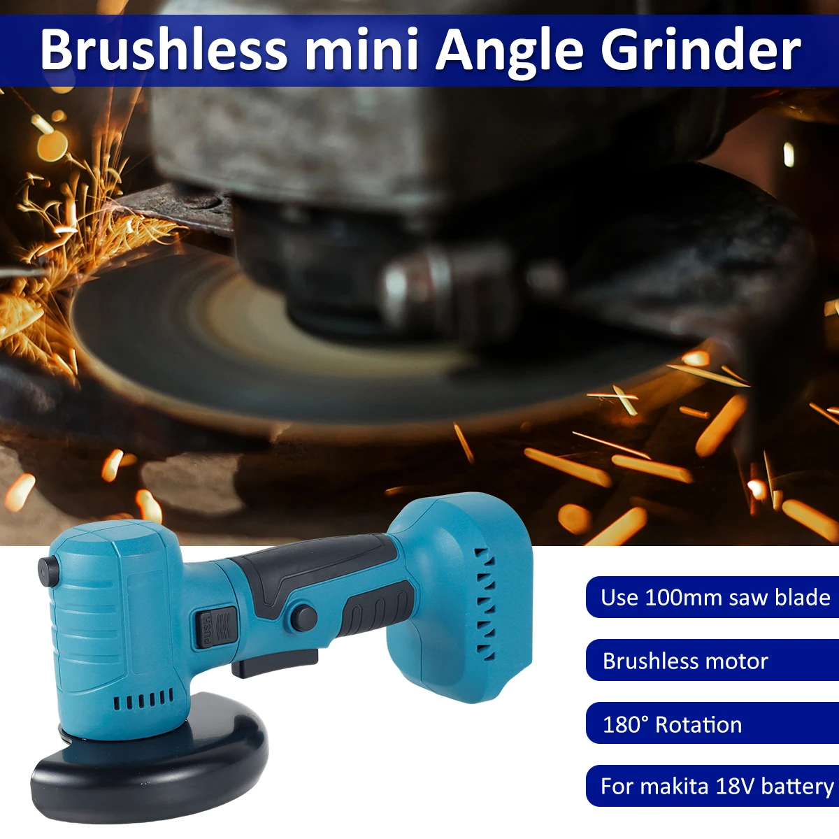 Brushless Mini Angle Grinder 100mm 18V Small Angle Grinder Tool Professional Battery Powered Lightweight DIY Cutting Grinder