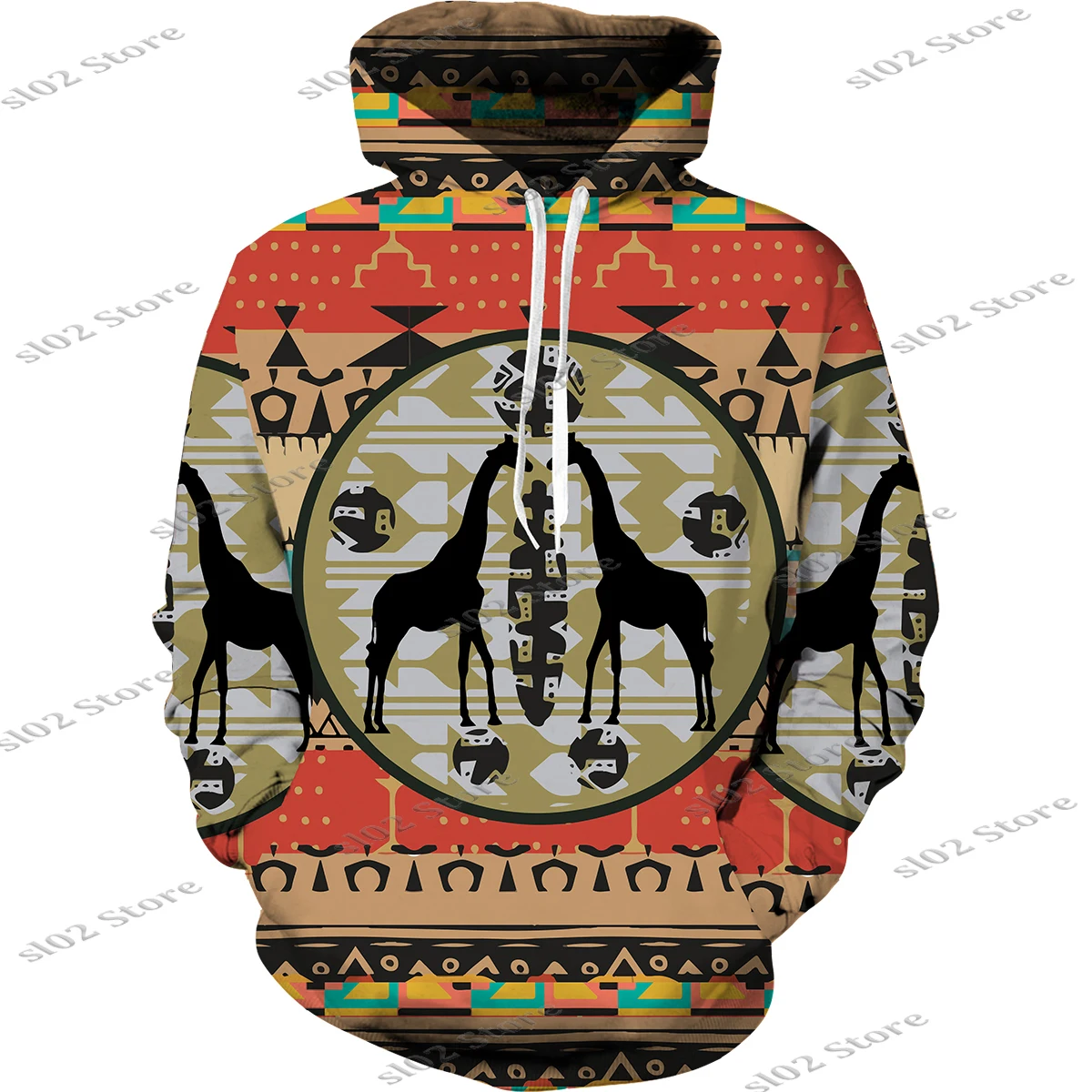 Mens Printed Africa Dashiki Casual Long Sleeve Hoodie Tracksuit for Men Traditional Clothes Plus Size Hoodie/Pants/Suits