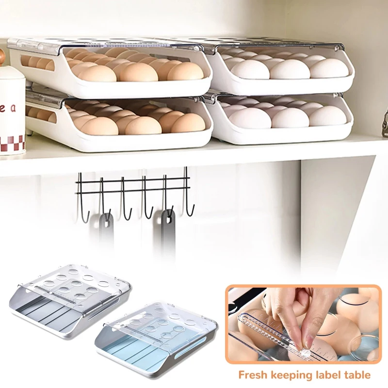 

Новая автоматическая вращающаяся коробка для яиц, кухонные предметы, органайзер для хранения в холодильнике, бытовой прозрачный ящик, лоток, экономия места