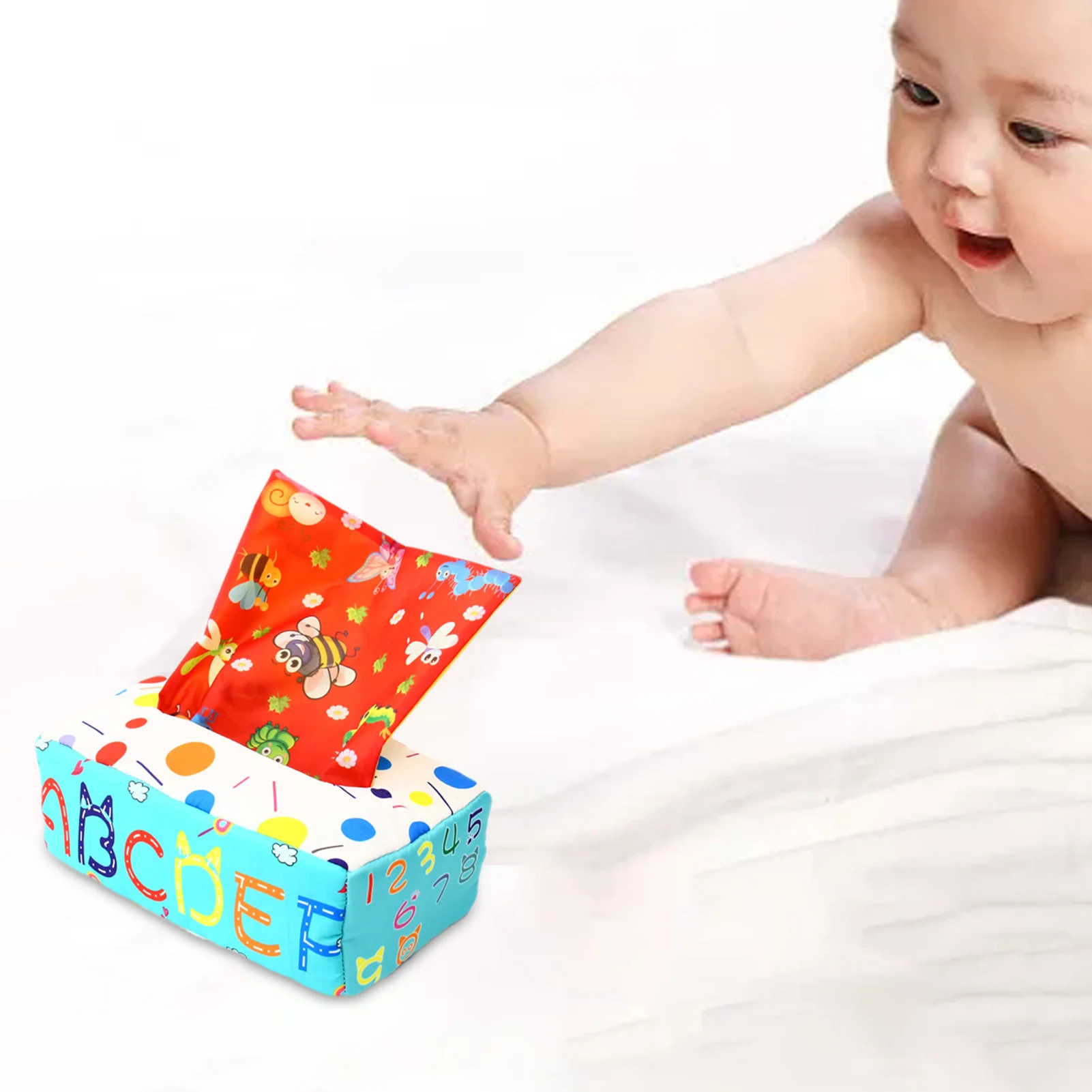 

Baby Tissue Box Toy Pre-school Baby Tissue Box Toy Pull Along Activities With 10 Scarves And 4 Paper Baby Tissue Box Toy STEM To