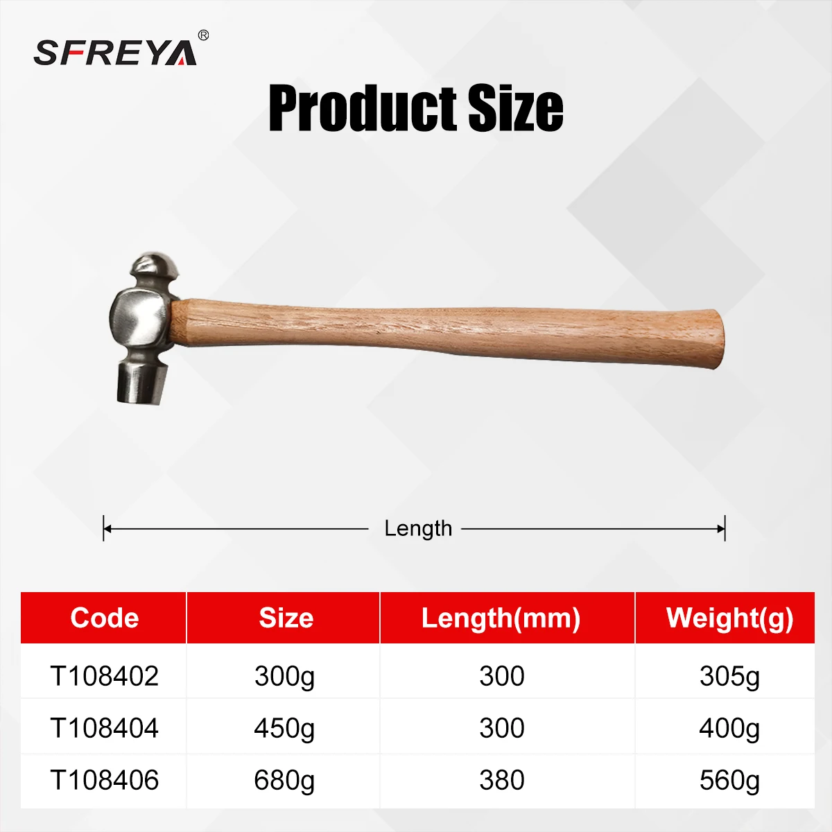 Фото Молоток SFREYA T1084 с титановым шариком и деревянной ручкой, немагнитный, коррозионностойкий, легкий инструмент №5