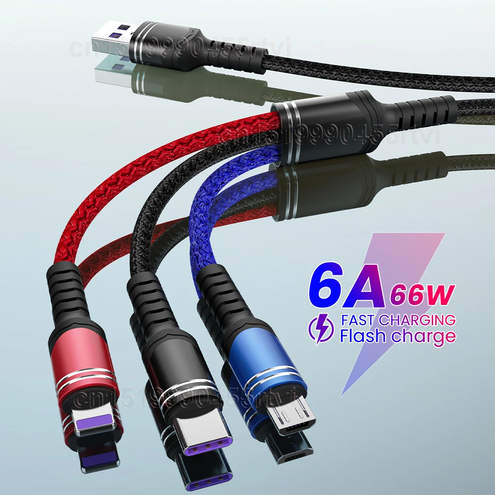 USB-кабель 3 в 1 6 А 66 Вт 2 для Huawei Samsung Xiaomi |