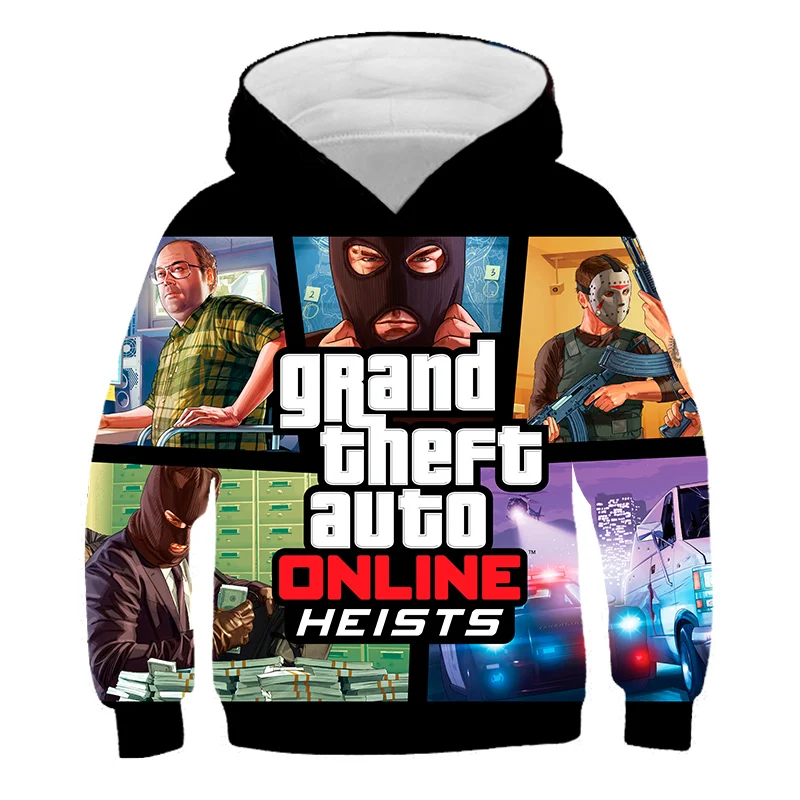 

Детская толстовка с капюшоном Grand Theft Auto GTA 5 на весну и осень, классный костюм для мальчиков GTA5, футболка для косплея с 3D принтом, Женский пуло...