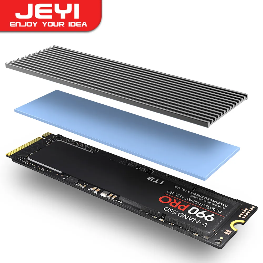 JEYI M.2 SSD Heatsink, Aluminum PS5 Radiator Solid State Drives Cooler Silicone Thermal Pad For NVME NGFF M2 2280 PCI-E SSD