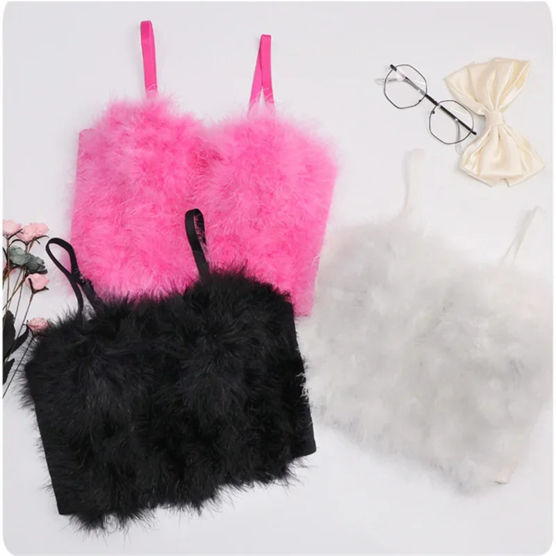 Женский укороченный топ с кисточками и перьями Visivane