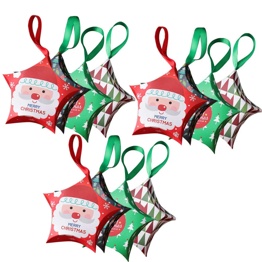 

12Pcs Christmas Snack Box Five-pointed Star Portable Packing Box for Candy Gift Cookie
