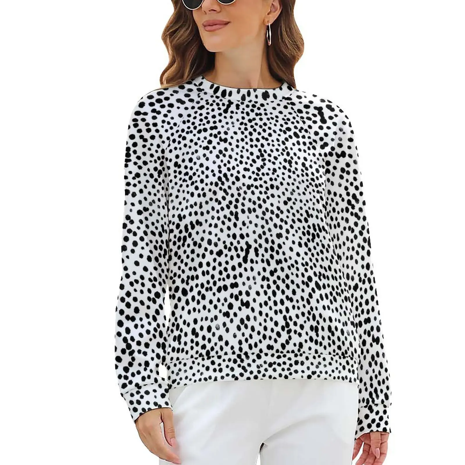 

Далматинские толстовки, Дамский принт животных, хип-хоп, Повседневная Толстовка с длинным рукавом, ретро, Пользовательские топы 2XL 3XL