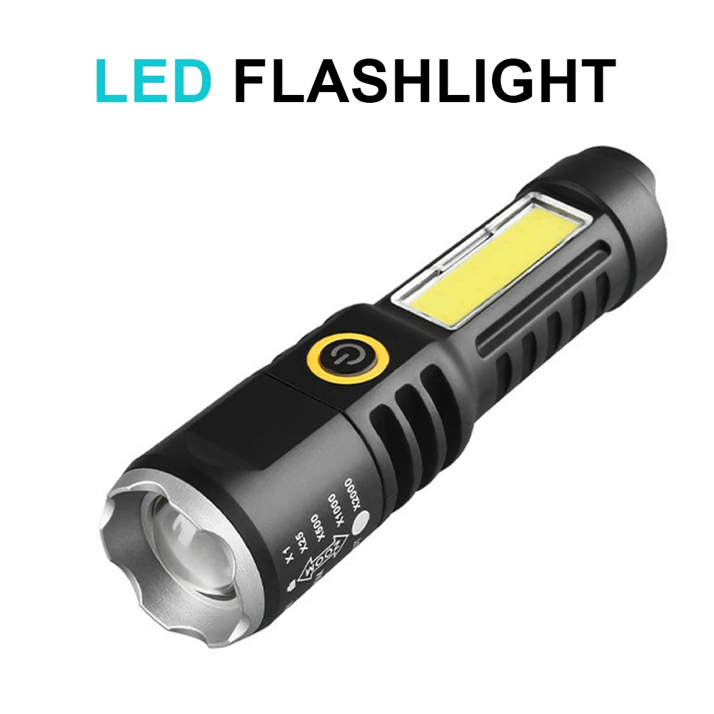 

Powerful LED Flashlight High Brightness Light USB Rechargeable Night Torch Lamp Outdoor Telescopic Focusing AdjustableFlashlight