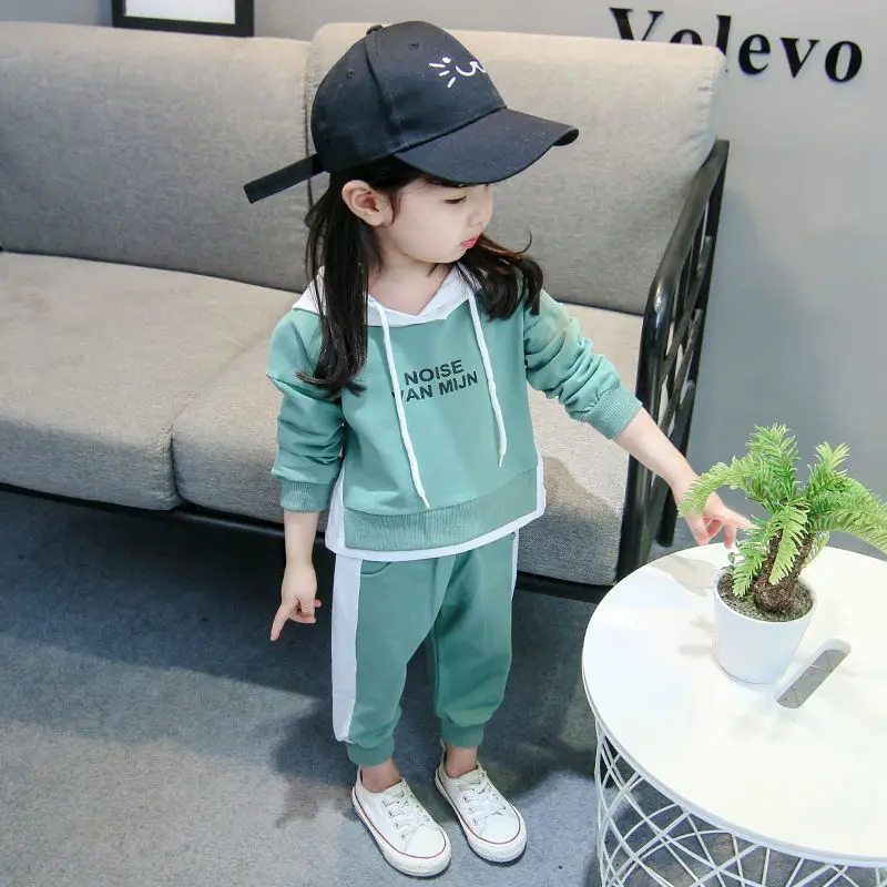 

Spring And Autumn Girls Cotton Suits New Casual Girls Western Style Children's Clothing Korean Sweater Two-Piece Set 1-6 Years