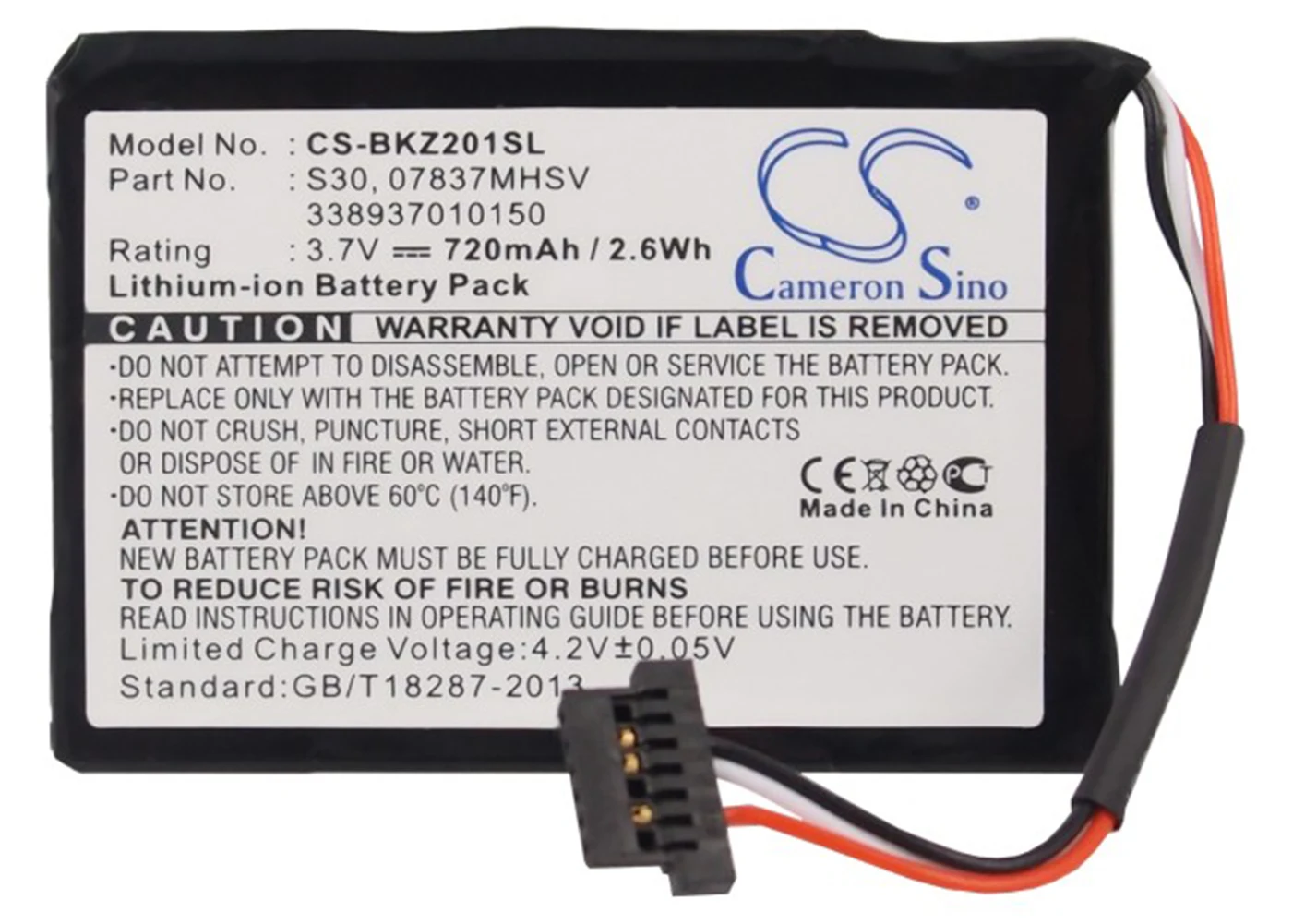 

Cameron Sino 720mA аккумулятор для Becker Traffic Aid Z203, дорожный сервис Z204 07837MHSV, 338937010150, S30
