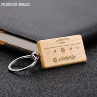 personalized spotify keychain custom music spotify code keychain wooden keyring laser engrave spotify code jewelry dropshipping