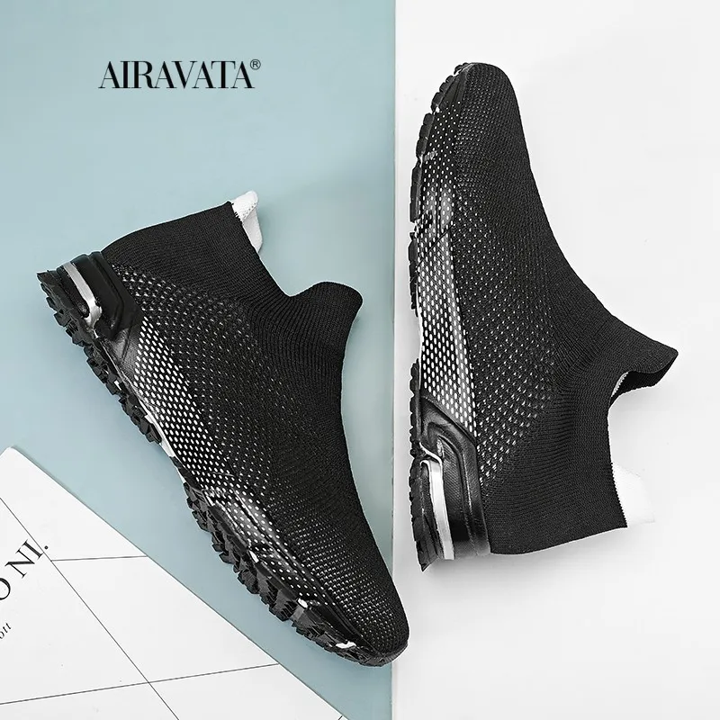 Man Socks Shoes Breathable High-top Men Shoes Flats Fashion Sneakers Stretch Fabric Casual Slip-On Men Shoes