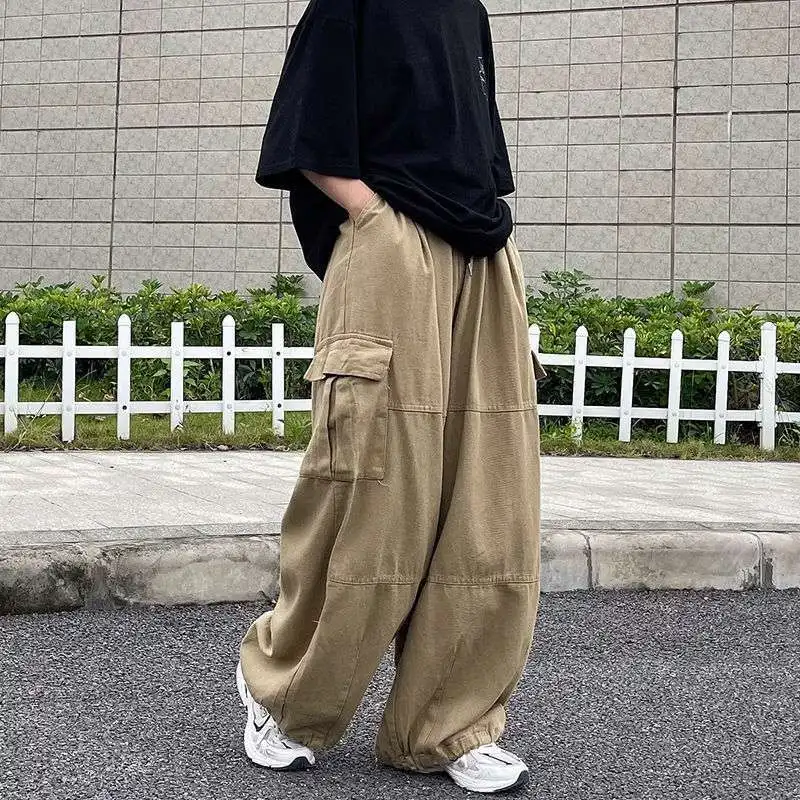 

Caofeimao 2023 Harajuku Streetwear Hip Hop Khaki Cargo Pants Women Oversize Pockets Bf Japanese Fashion Black Wide Leg Trousers