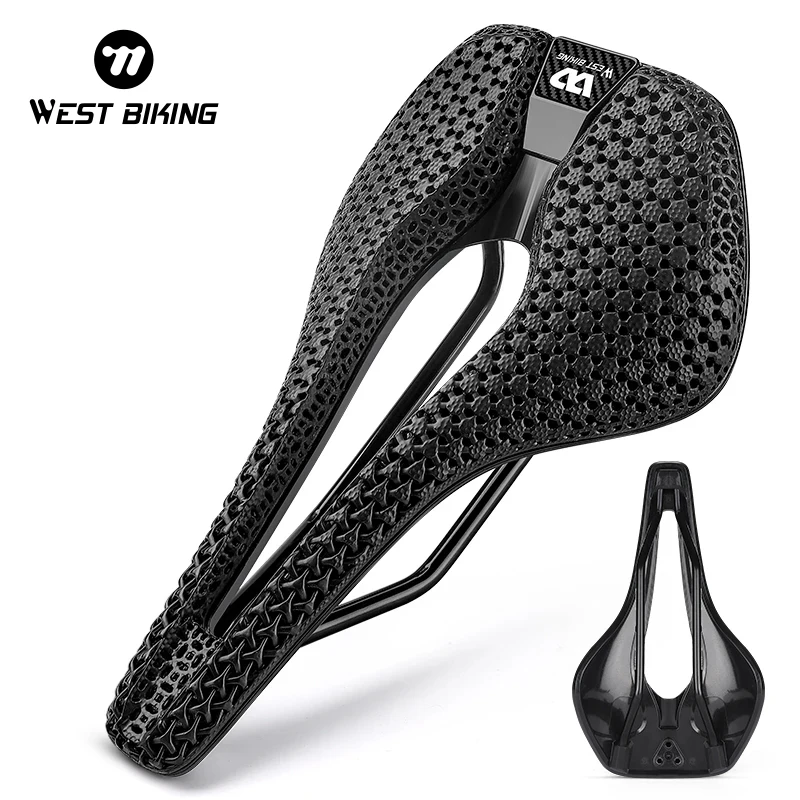 WEST BIKING Карбоновое велосипедное седло с 3D принтом Сверхлегкое MTB сиденье для