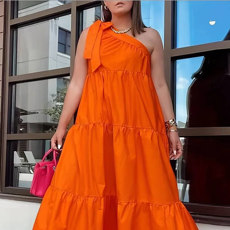 

Summer Elegant Fashion Party Dress Women Casual One Shoulder Backless Bohemian Evening Long Dress Streetwear