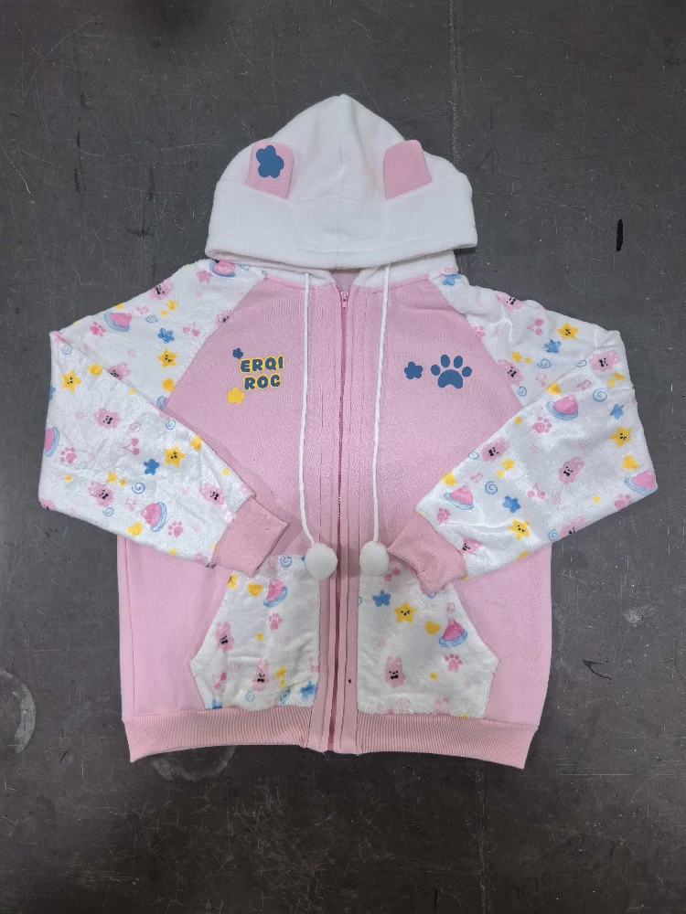 Фото Autumn Japanese Kawaii Sweet Zipper Hoodie Jacket Women Print Design Sweatshirt Harajuku 2000s Warm Tops Clothes Korean Fashion №1
