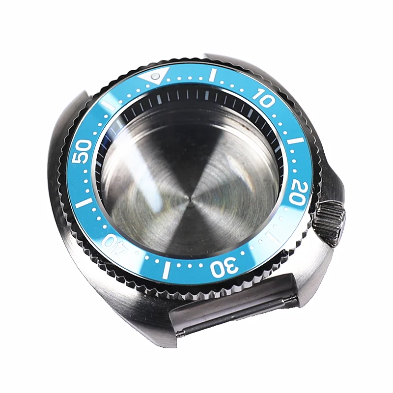 43mm Turtle Steel Sapphire Crystal Case With Ceramic Bezel Insert Waterproof For Seiko Nh35 Nh36 Movement 28.5mm Dial Watch Mod