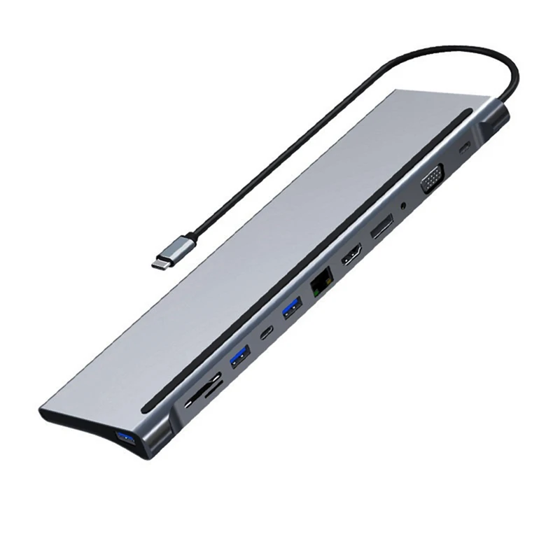 

Док-станция 12 в 1, USB C док-станция, адаптер PD HDTV VGA RJ45 DP SD/TF, 1 шт.