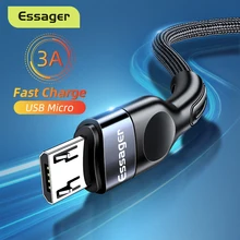 Essager-Cable Microusb de carga rápida 3A para móvil, Cable de datos para Samsung, Xiaomi, Redmi, Android, 3M