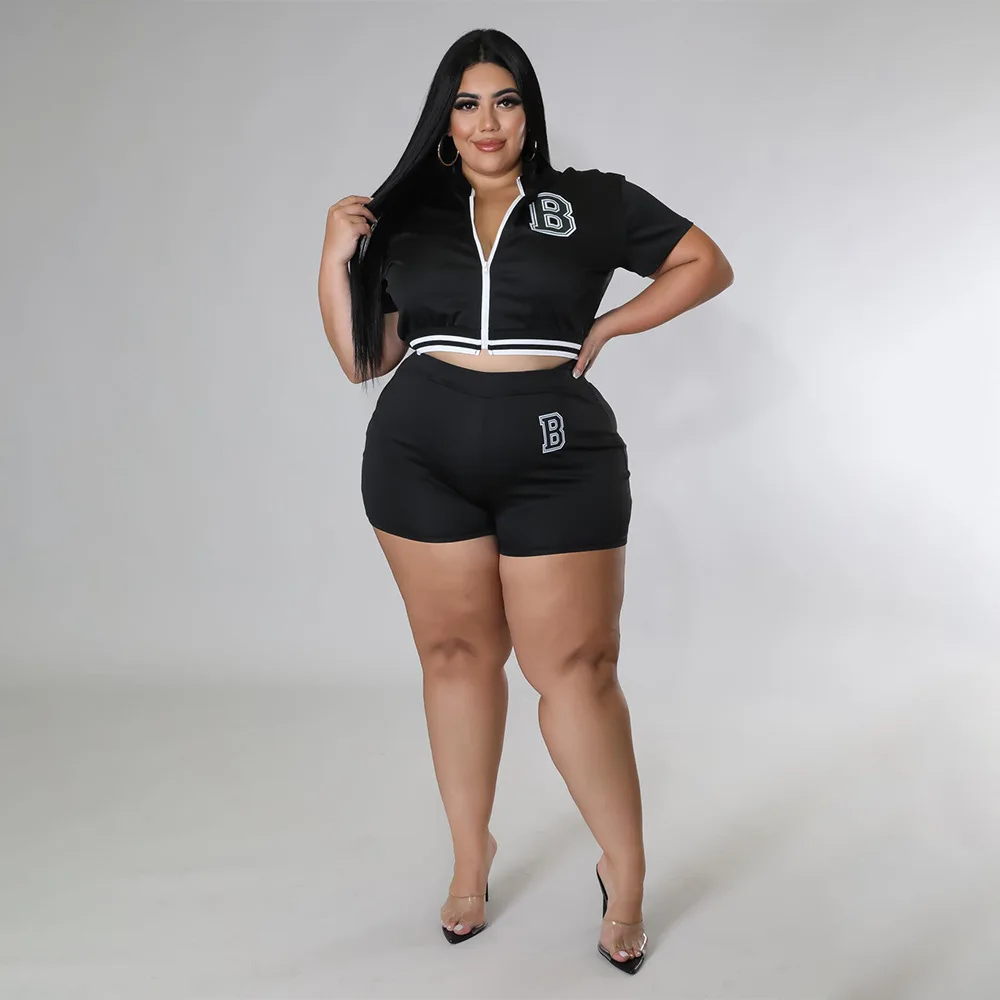 5XL Plus Size Summer 2022 Sexy Women's Sports Style Printed Loose Casual Shorts Ladies Suit Oversized