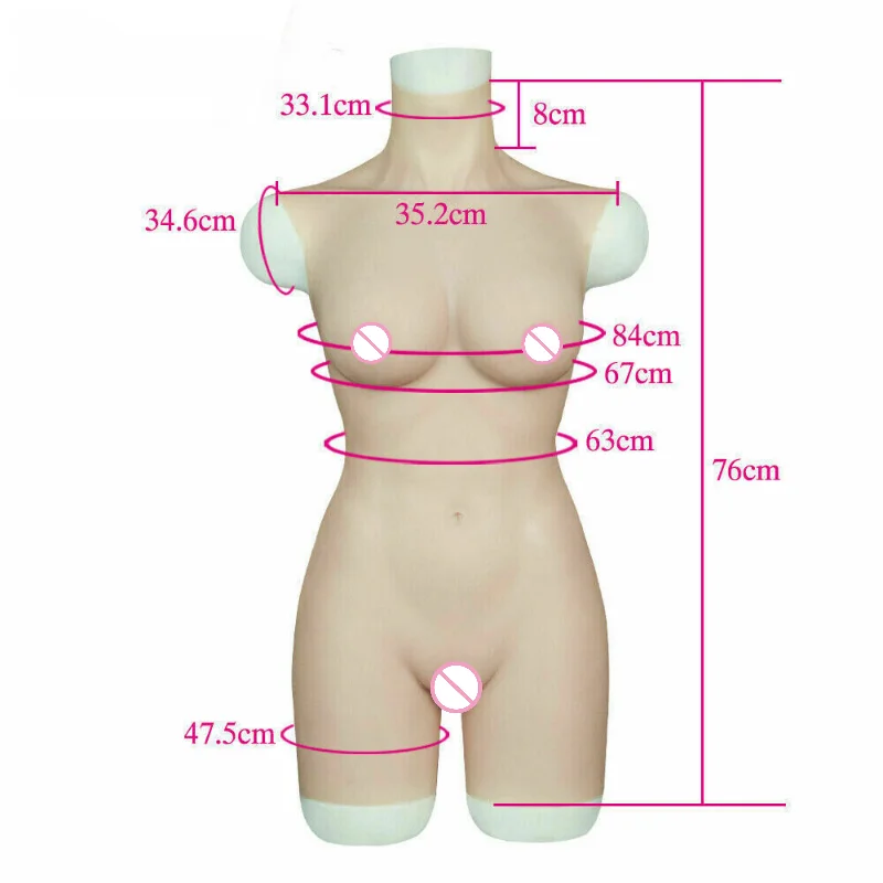 Silicone Half BodySuit C Cup Breast Fake Boobs for Drag Costume for Large-scale Events and Performances