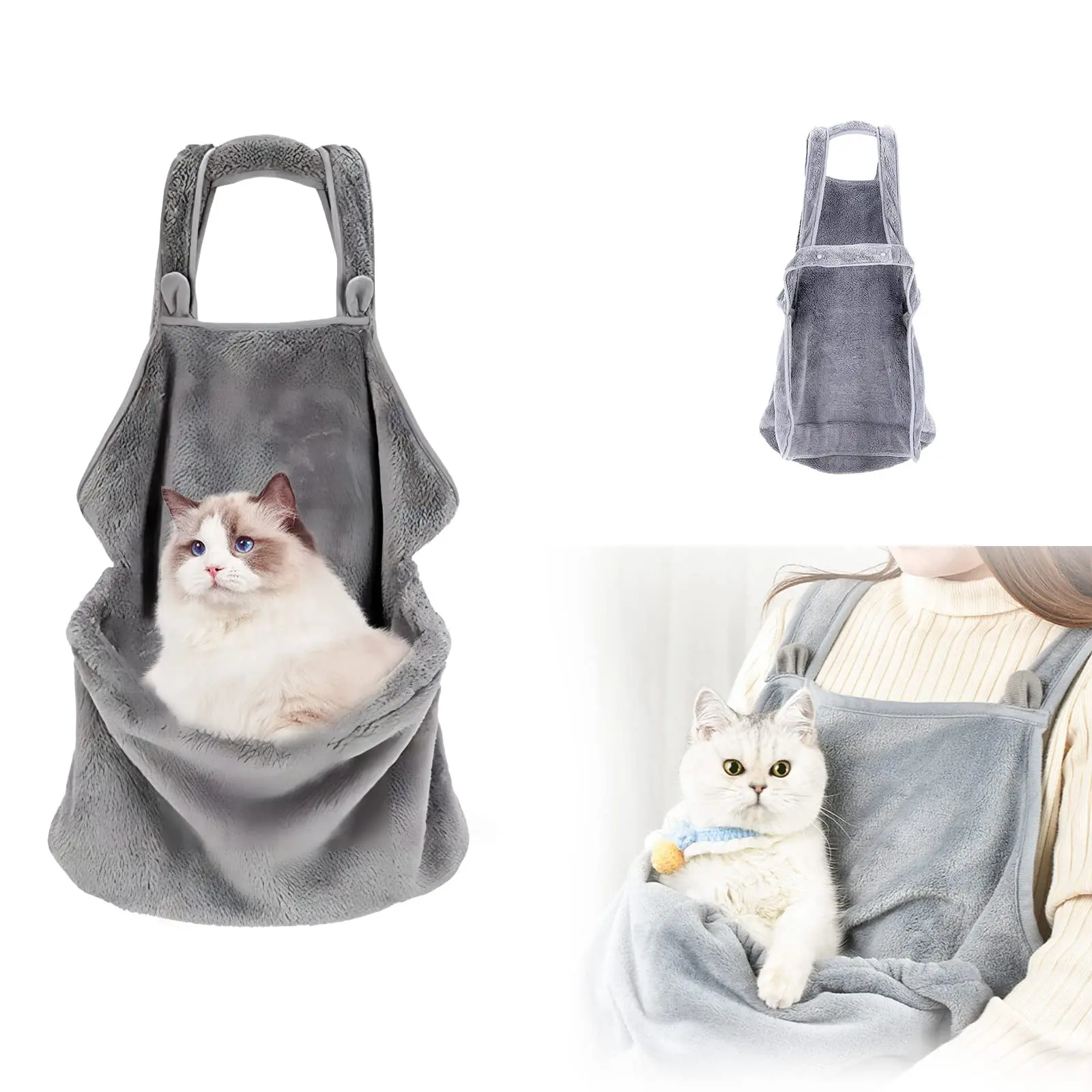 

Arctic Fleece Pet Carrier Apron Portable Outdoor Chest Apron Pouch Warm Non Sticky Hair Sleeping Bag for Pet Cat Dog