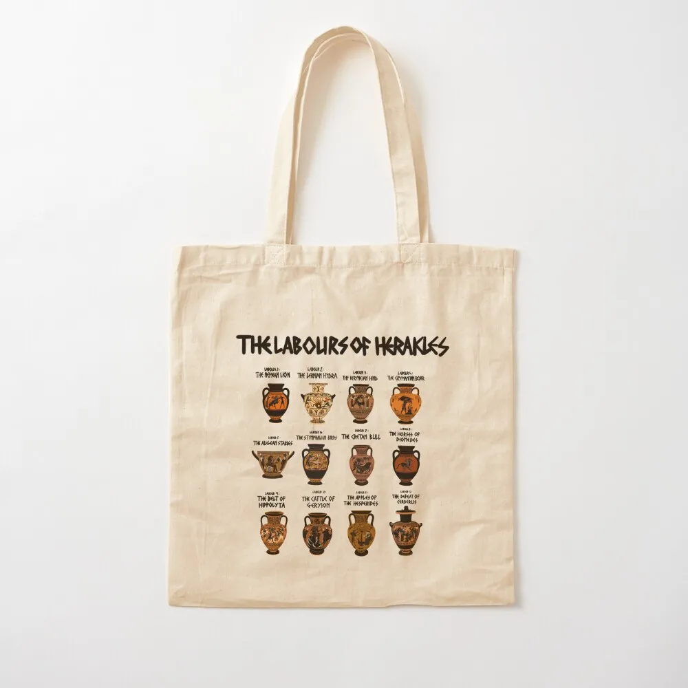 Двенадцать лаков Геркулеса на греческой керамике. Большая сумка для женщин.