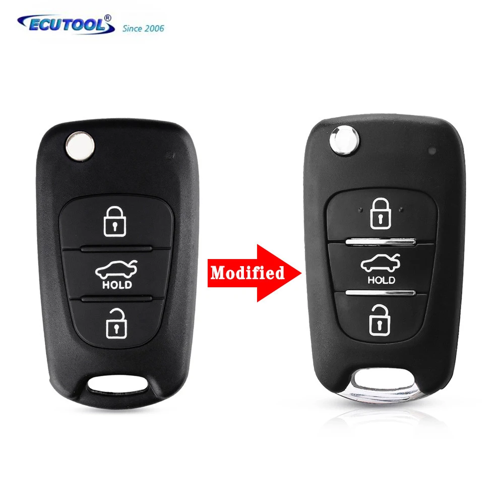 

10X 3 Buttons Modified Car Flip Folding Key Shell Remote Fob For Hyundai I30 IX35 I20 Hold Buttons