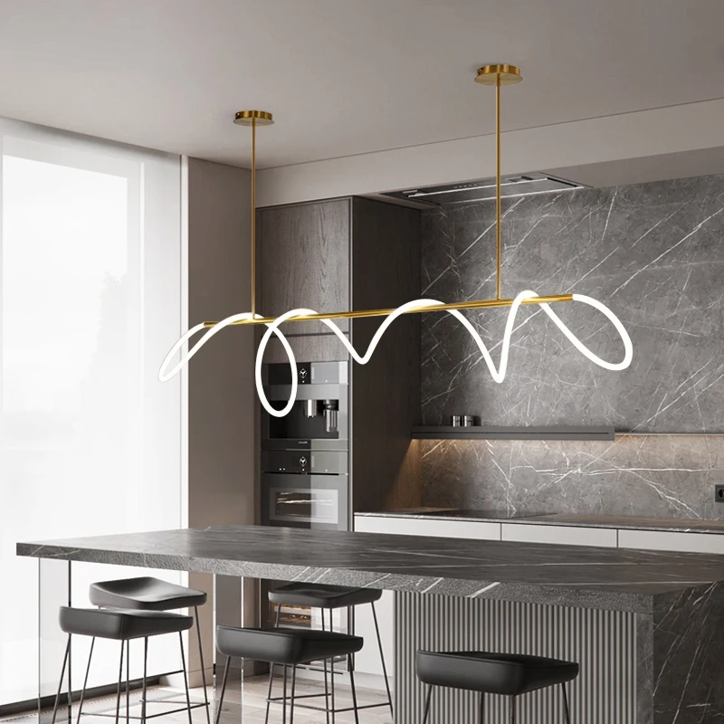 

Post Modern Soft Lighting Led Pendant Lights Silicone Light Hanging Lamp Dining Room Straight Brush Gold Lighting Fixtures