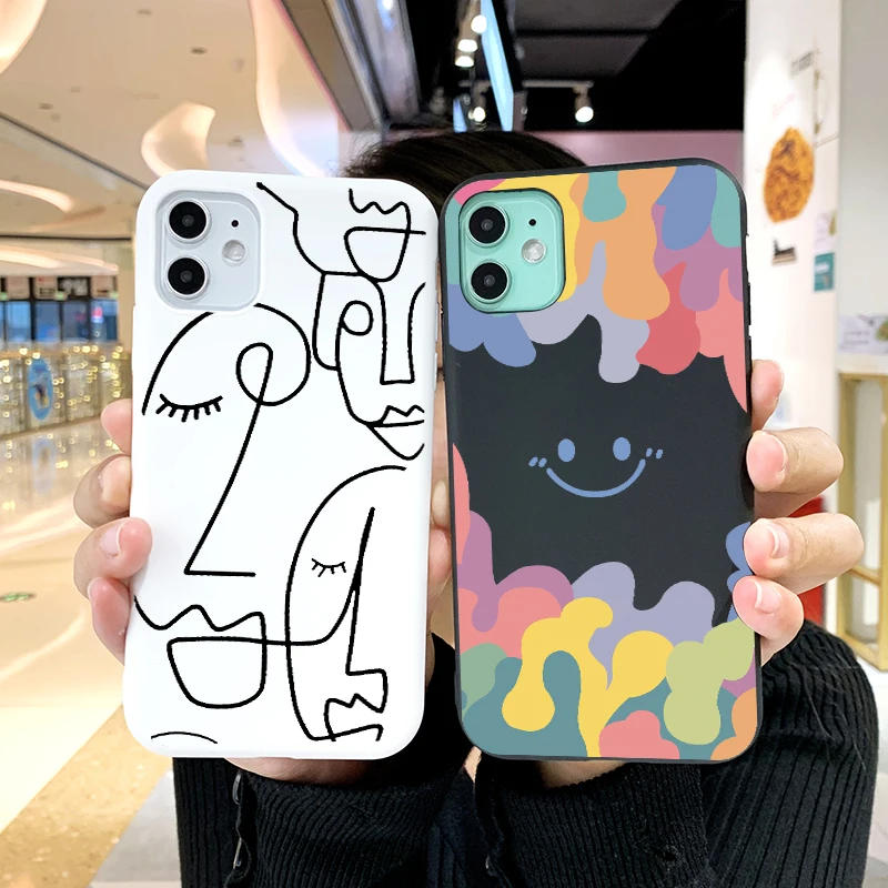 

Абстрактный мультяшный чехол для телефона iPhone 12 11 X XR Xs Max 8 7 Pro Plus Mini SE 2020 Мягкий силиконовый чехол Coque