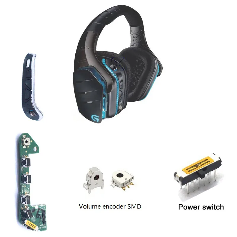 Headset Power Switch&Volume Button For Logitech G933 G935 G633 G635 Artemis Spectrum Wireless Headphone Ear Cushion Replacement