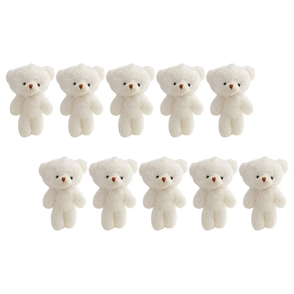 

10 Pcs Rose Toy Mini Bear Figurines Keychain Decor Statue Decorative Short Plush DIY