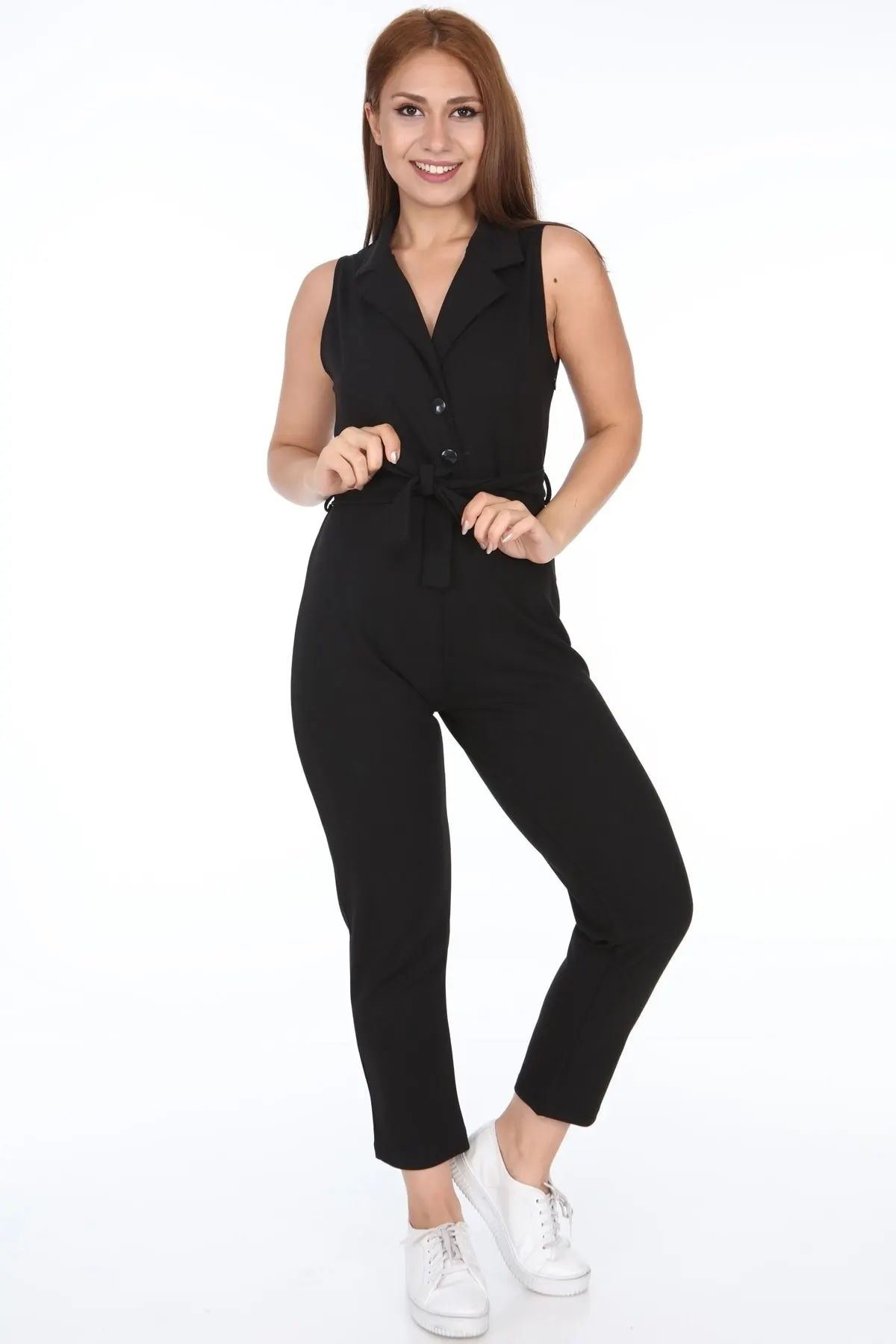 

Women's Overalls Black Zero Sleeve Jumpsuit Hot Style Quality Fabric Sleeveless Baggy Trousers Casual Jumpsuit