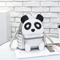 traveasy 2022 preppy cute cartoon panda shape design bag girlsrivet design pu leather kawaii schoolgirl backpacks ladies