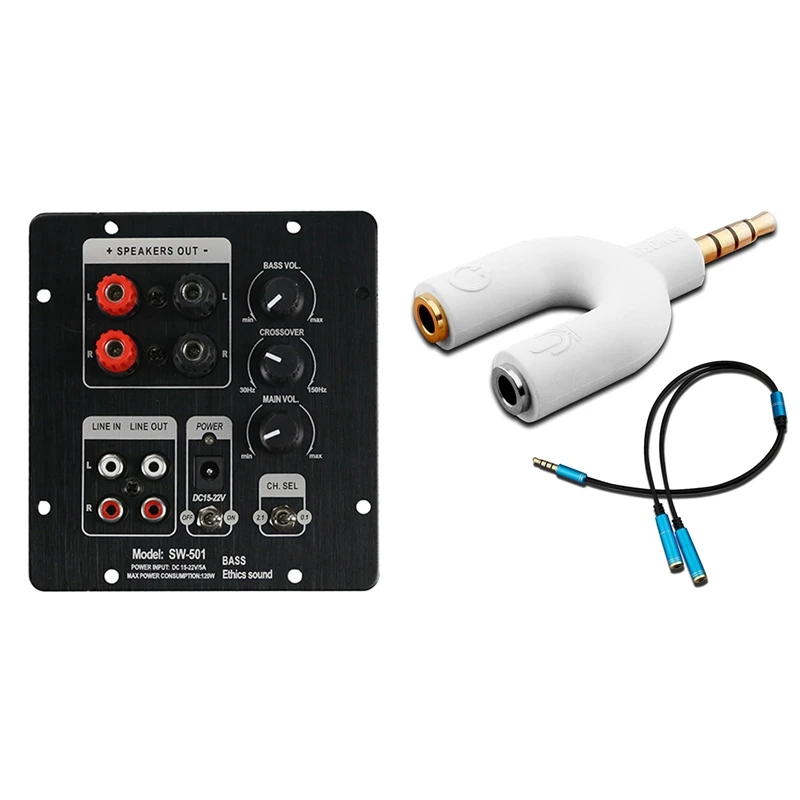 

MOOL U Shape 3.5Mm Y Splitter For Audio Headphone With 2.1 Subwoofer Speaker Amplifier Board TPA3118 Audio 30Wx2