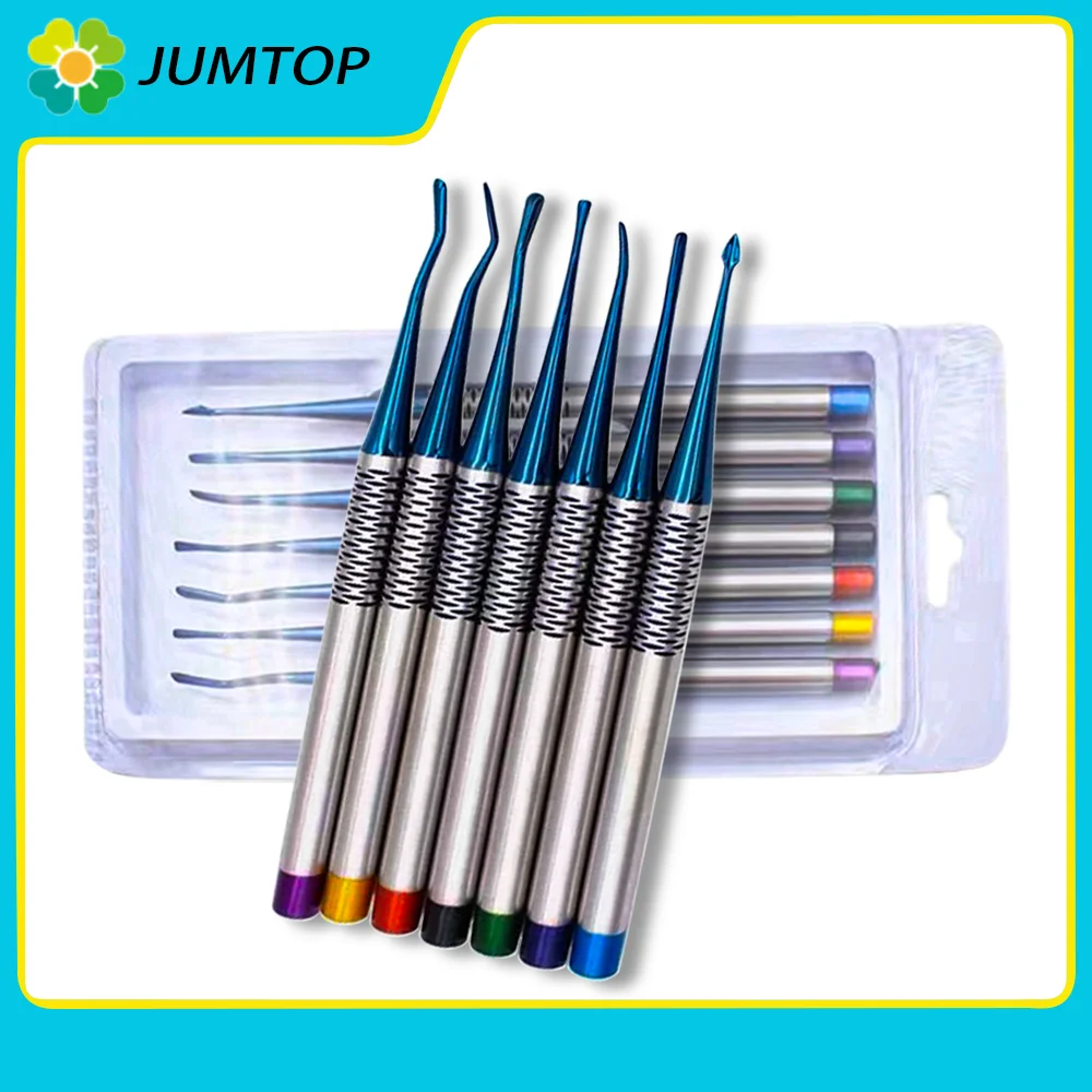 7Pcs/Set Dental Implant Luxating Root Tooth Elevator Knife Extraction Dentist Instruments Tool German Stainless Steel Equipment