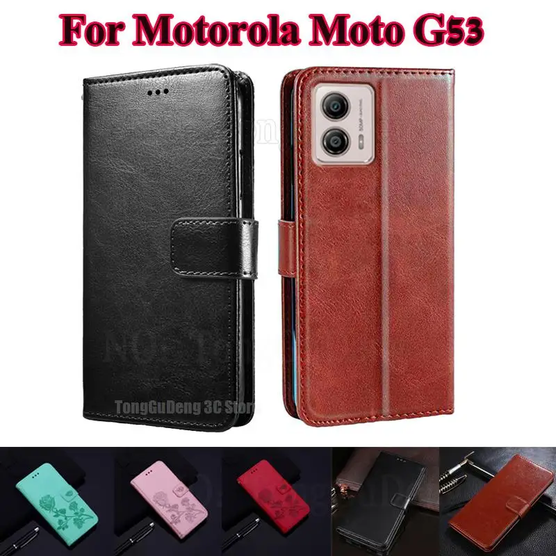 

on Etui Moto G53 G 53 5G Coque Wallet Cover Leather Book Phone Bag Case For Capinha De Celular Motorola Moto G53 5G Global Funda