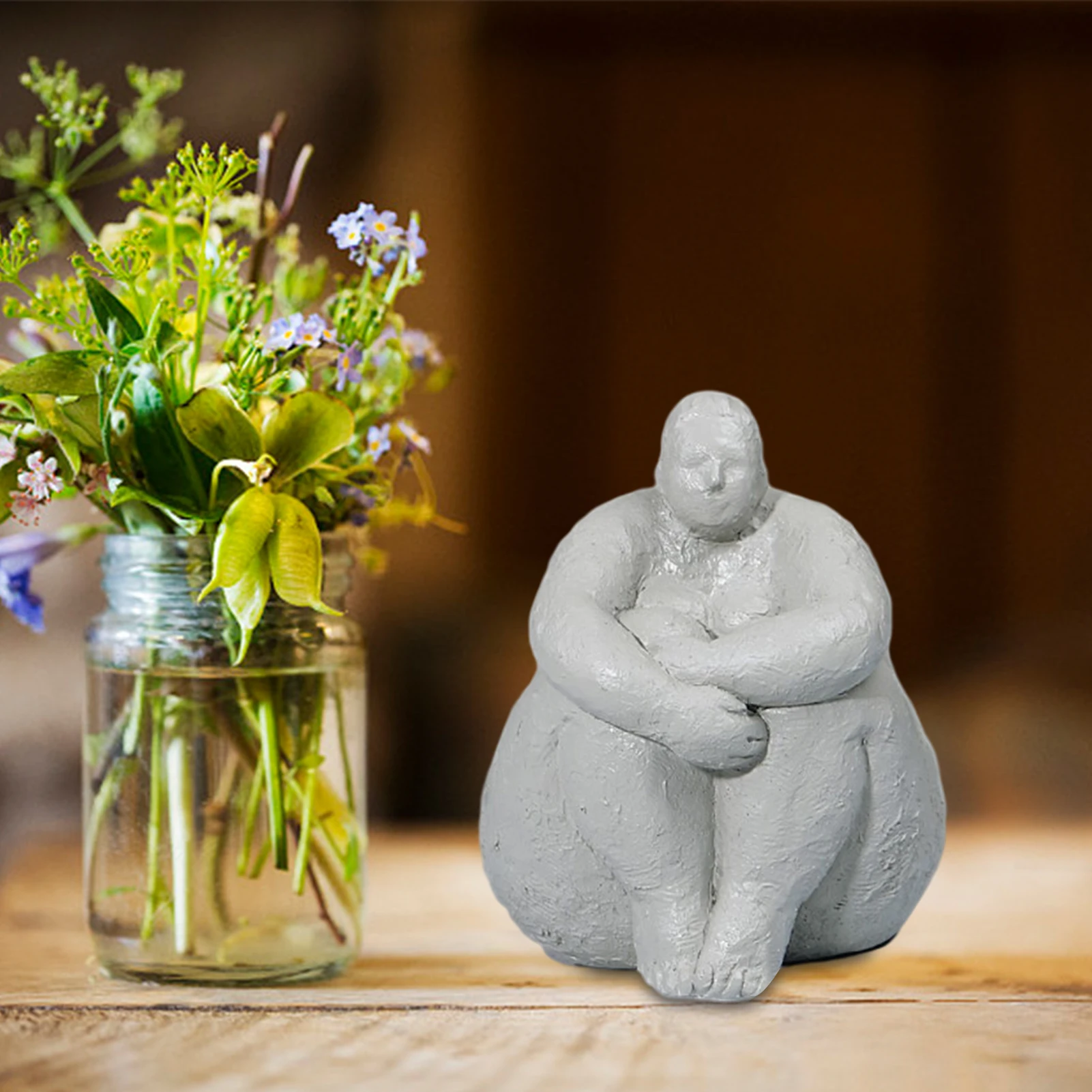 

Woman Sculpture Yoga Decor Fat Lady Figurines Home Ornament Resin Statue Woman Yoga Figurine Modern Art For Home Office Decor