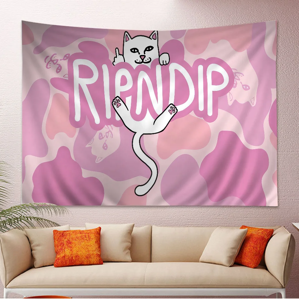Красочный Гобелен С Изображением Кота R-Ripndips Украшение На Стену В Богемном Стиле