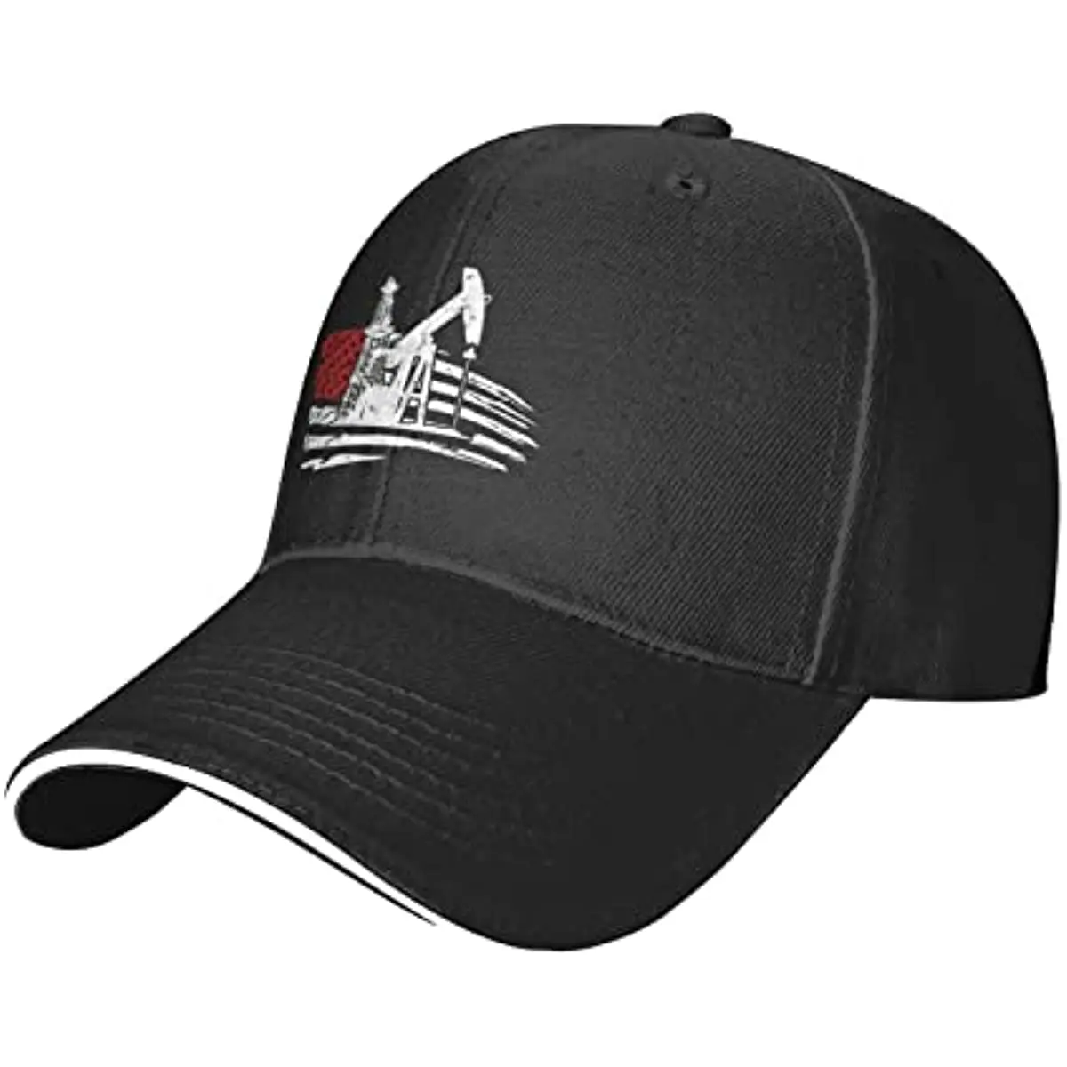 Oilfield Drilling Rig USA Flag Unisex Baseball Caps Adjustab