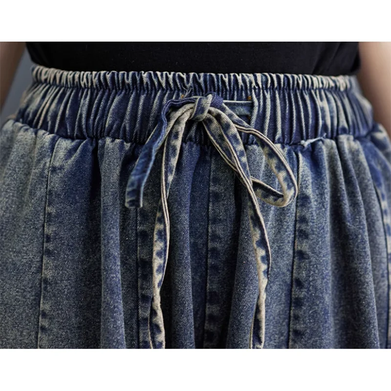 Женские литературные винтажные хлопковые джинсы свободные шаровары эластичный