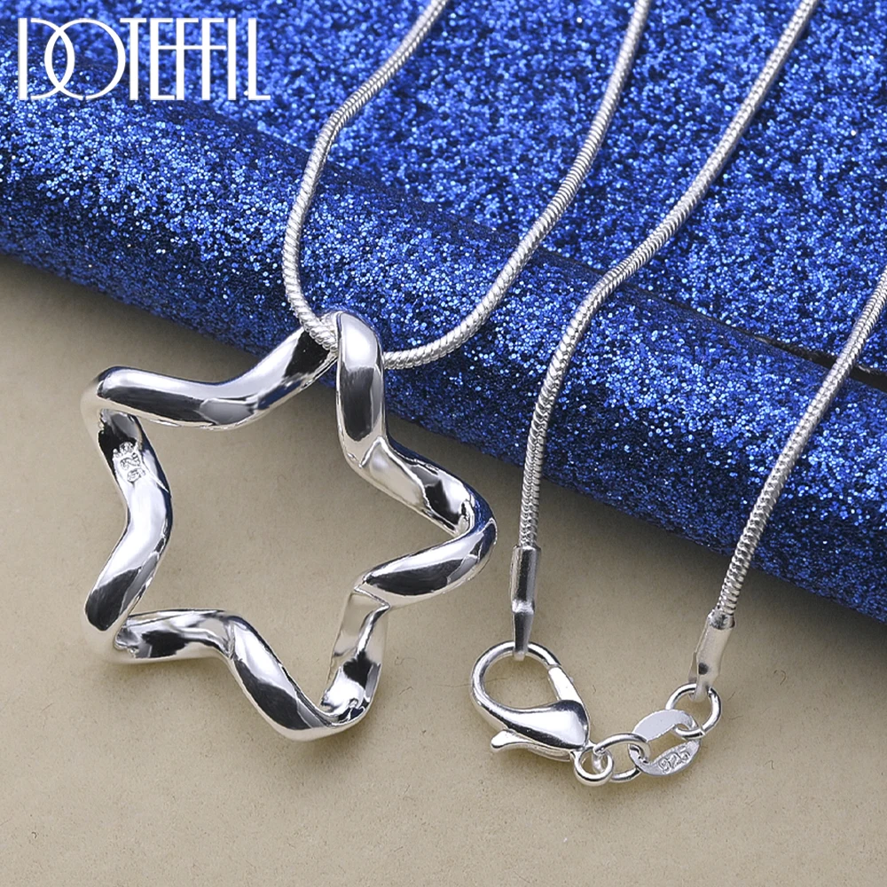 

DOTEFFIL 925 Sterling Silver Starfish Pendant Necklace 16-30 Inch Snake Chain For Women Fashion Wedding Engagement Jewelry