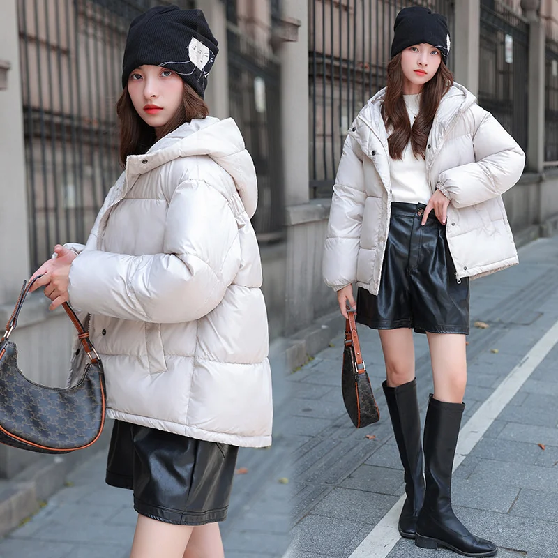Women's Winter Jacket Coats Thick Down Cotton Padded Short Coat Female Fashion Loose Casual Hooded Parkas Woman Overcoat