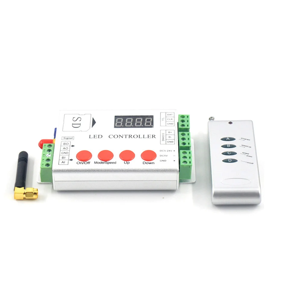 Фото Контроллер RGB DC 5-24В 2811, полноцветный, однопортовый, беспроводной, с управлением через SD-карту, для светодиодов WS2812B, SK6812, WS2801, LPD8806 №1